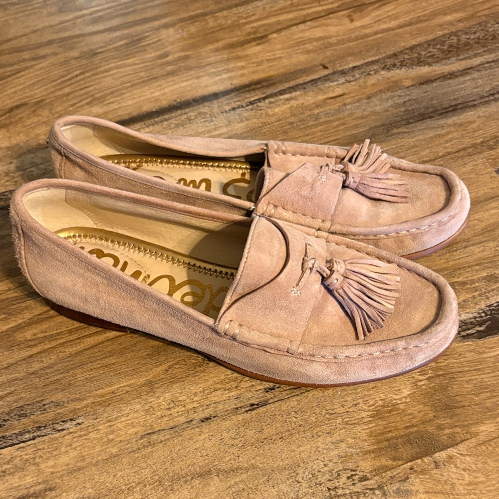 Sam Edelman Blush Suede Loafers with Tassels